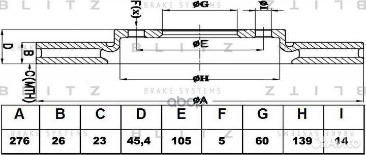 Диск тормозной вентилируемый перед bs0310 B