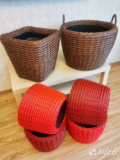 Кашпо для цветов из ротанга