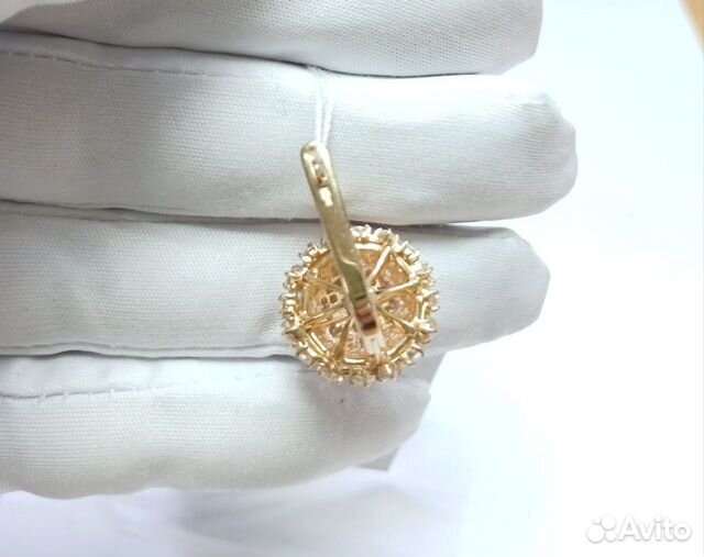 Золотые серьги с фианитом