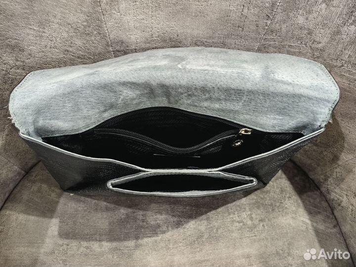 Чёрный кожаный клатч - конверт