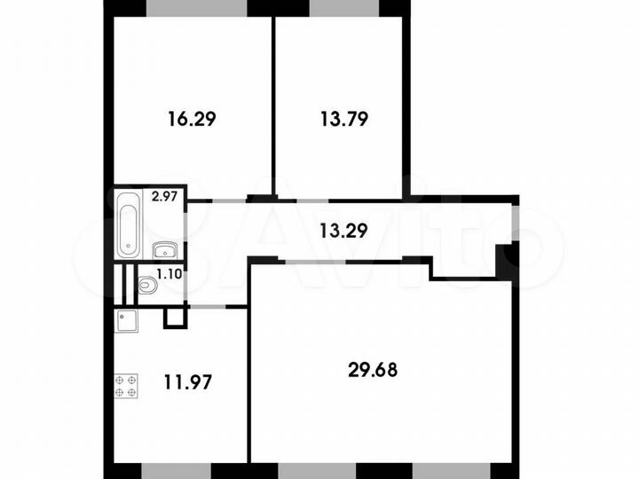 3-к. квартира, 88,9 м², 4/4 эт.