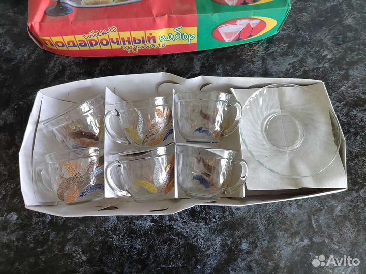 Подарочные чайные пары набор crystal glass