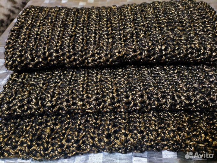 Снуд на два оборота, черно-золотистый