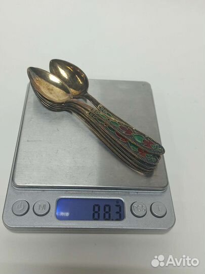 Кофейные ложки серебро эмаль СССР