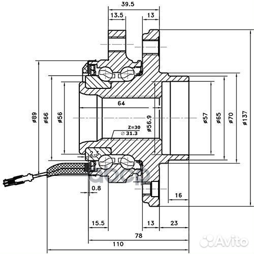 Ступица передняя перед лев Z89302R Zikmar