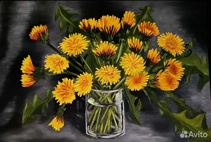 Картина маслом Одуванчики