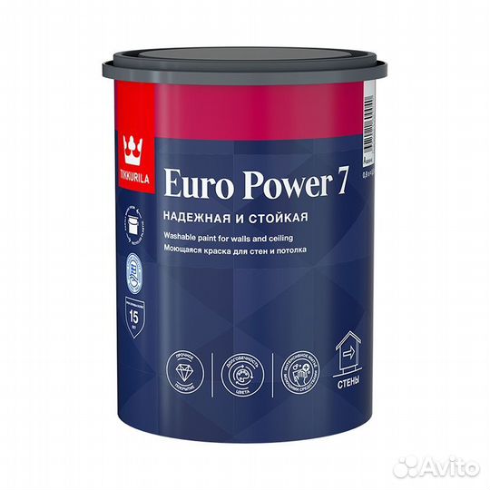 Краска моющаяся Tikkurila Euro Power 7 основа А ма