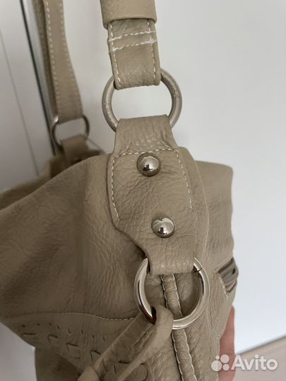 Сумка кожаная бежевая