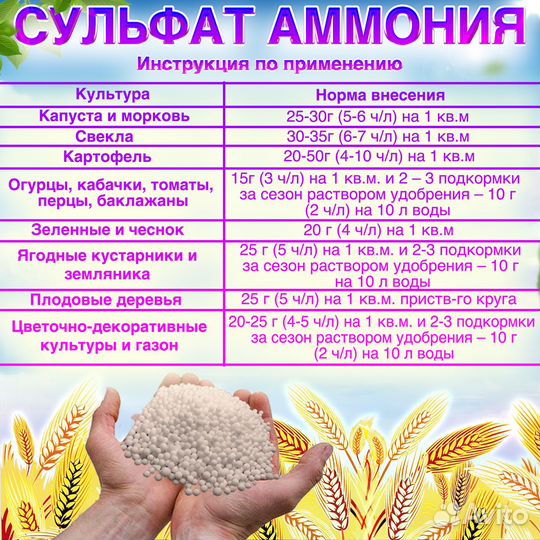 Сульфат аммония азотное уд-е, 50кг / мкр