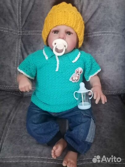 Кукла Реборн мальчик 60 см с набором одежды