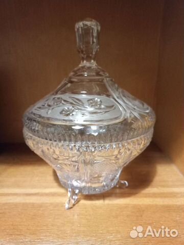 Хрустальная ваза конфетница на ножках