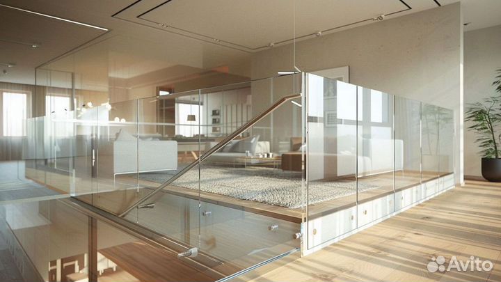 Ограждение для лестницы из стекла