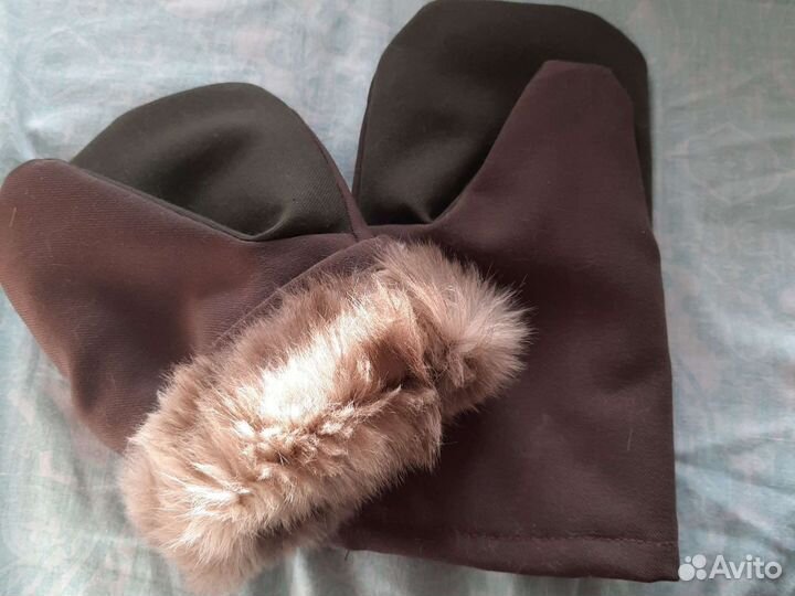 Варежки краги с натуральным мехом