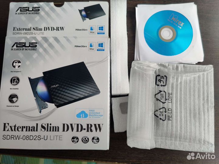 Внешний оптический привод DVD-RW asus sdrw-08D2S-U
