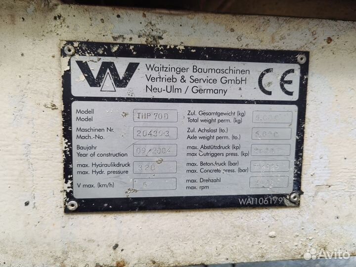 Автобетононасос Waitzinger THP70D, 2004