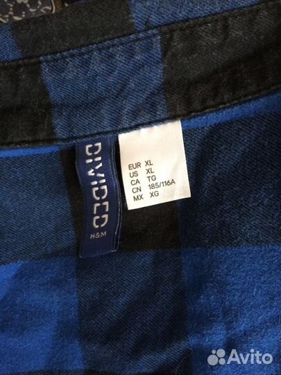 Рубашка хлопковая в клетку H&M XL 50