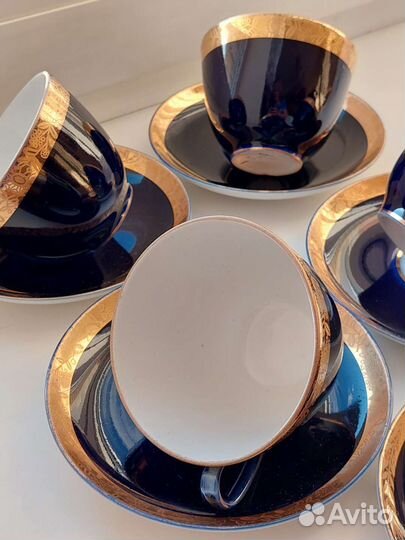 Сервиз чайный 10 предметов, винтаж фарфор лфз