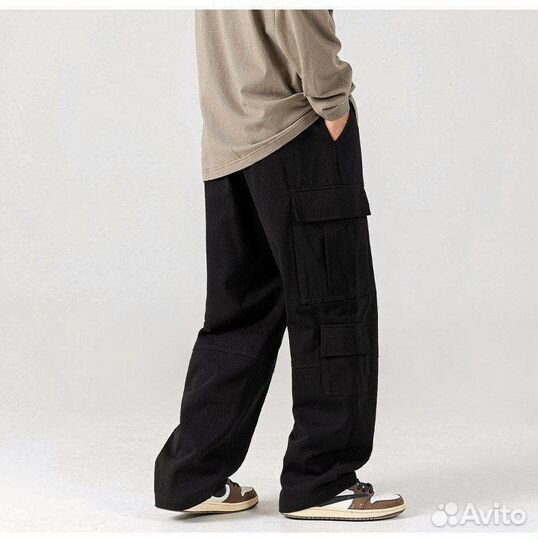 Брюки карго мужские женские чёрные