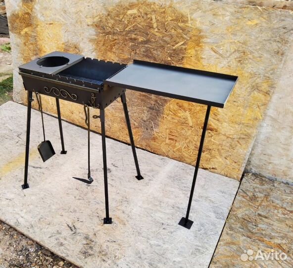 Очаг для казана с мангалом с крышкой разборный