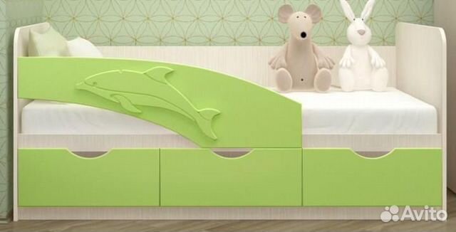 Кровать для детской Дельфин салат�овый цвет