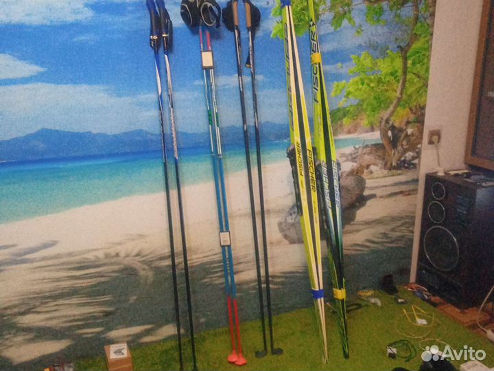 Лыжи+лыжные палки.Ботинки для лыж р.40-41(Фишер)