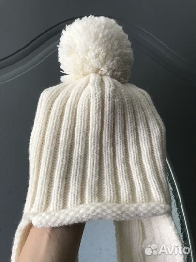 Детская шапка 52-54-56 шерсть80/акрил20 Молочный
