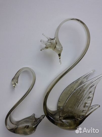 Стеклянные фигурки лебедей. СССР