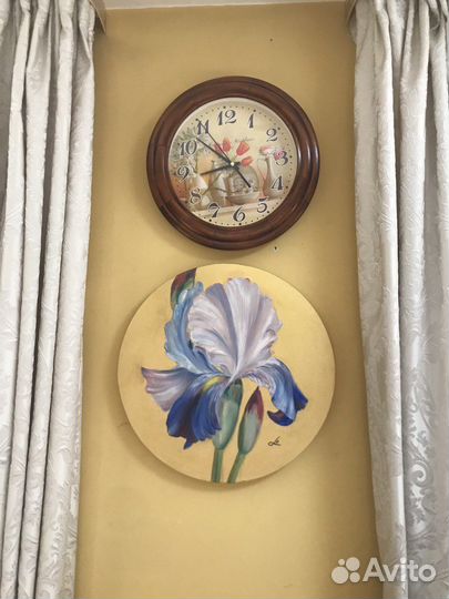 Картина маслом Ирисы. Круглый холст