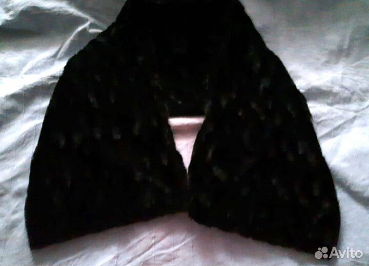 Шарф из искусственного меха. Черный. Длина 155 см