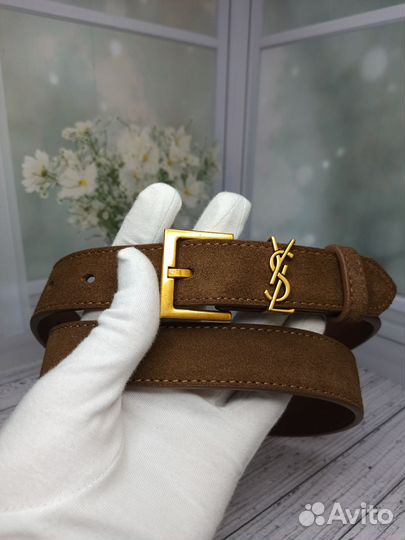 Ремень Ysl женский натуральная замша-кожа люкс