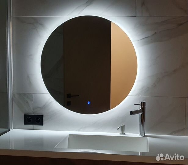 Парящее зеркало с Led подсветкой круглое