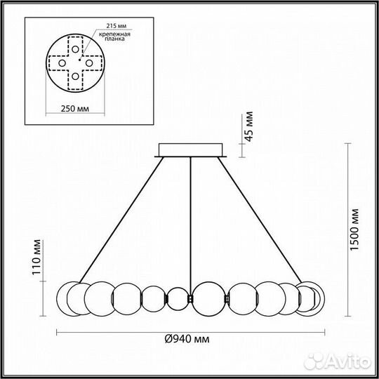 Светильник Odeon Light Crystal 1 5008/45L