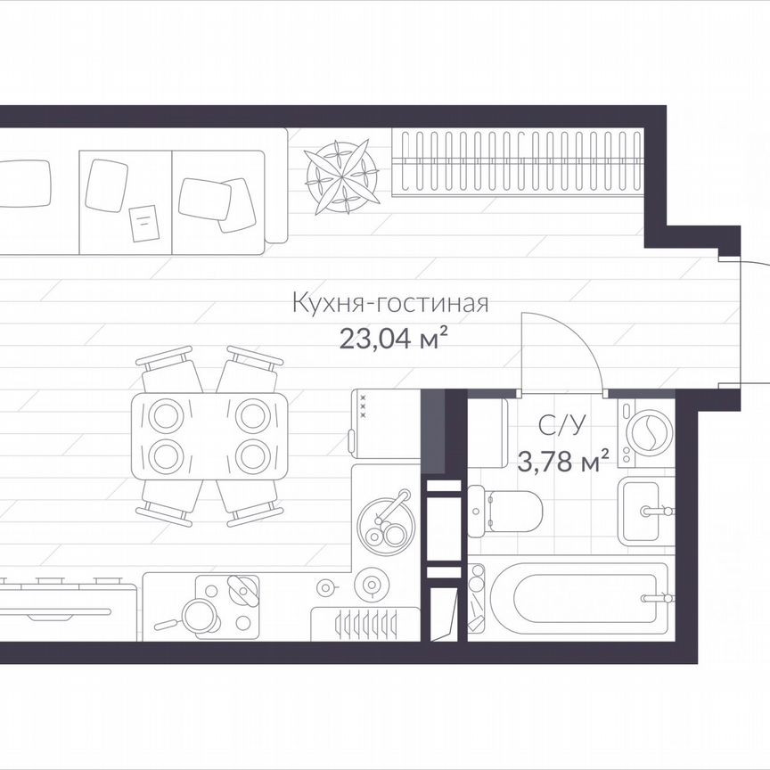 Квартира-студия, 26,9 м², 4/10 эт.