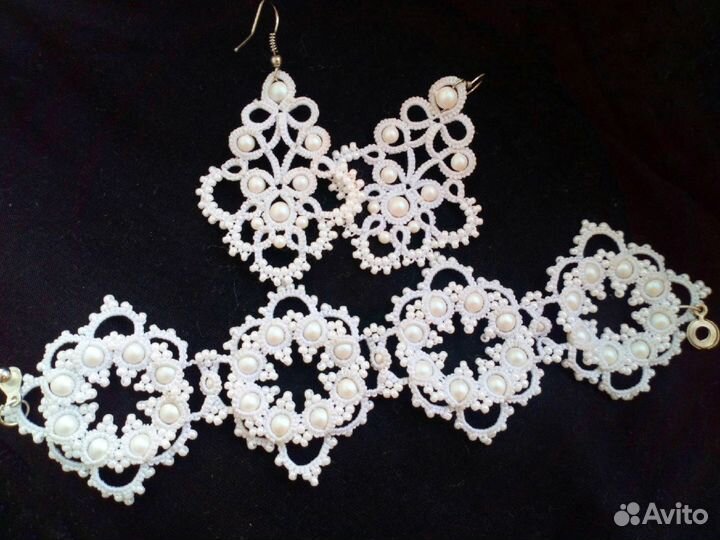 Серьги и браслет ручной работы