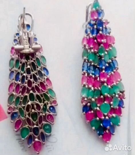 Серьги серебро с натуральными камнями