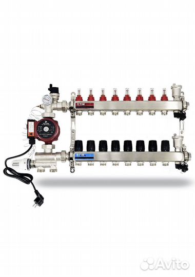 Коллектор теплого пола в комплекте с насосом 2-12в