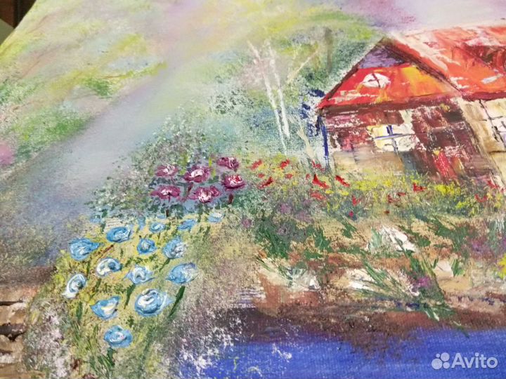 Большая картина маслом на холсте на подрамнике