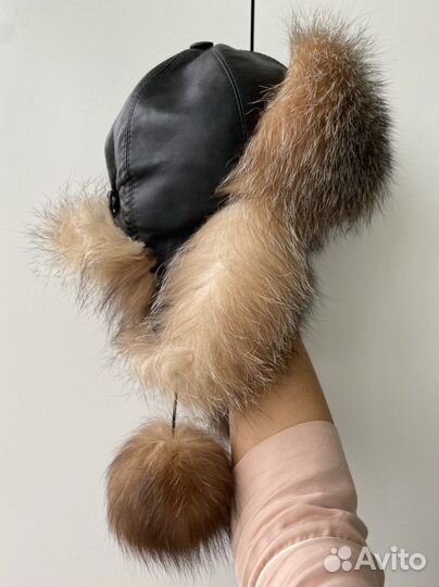 Шапка ушанка мех песец 54-55
