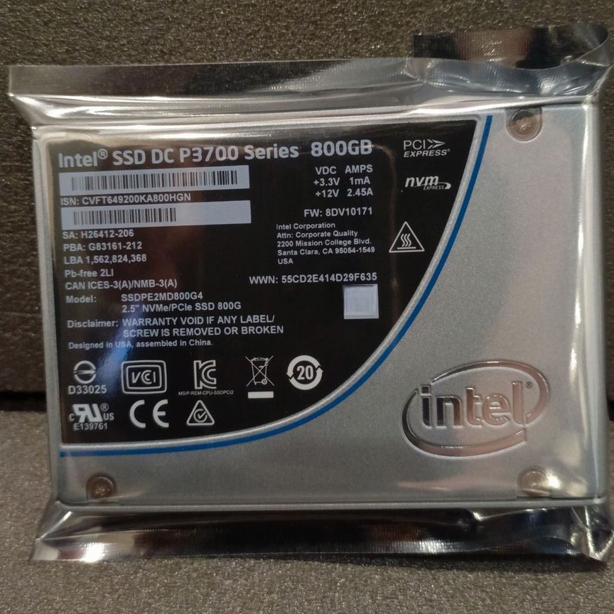 [P3700] Ssd Intel Dc (Ssdpe2md800g4) 800гб, 2.5 P3700