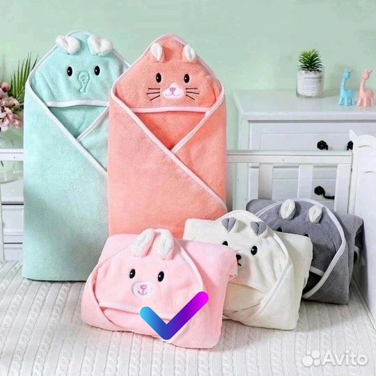 Полотенце халат для купания конверт для малышей
