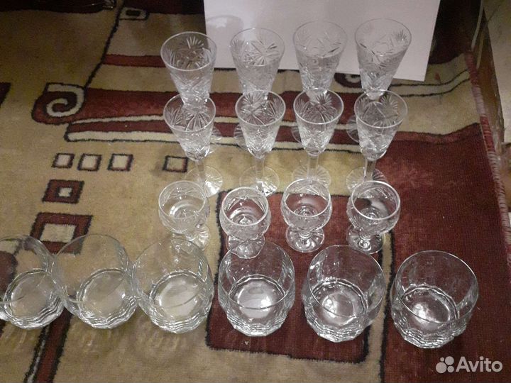Вазы хрустальные, рюмки, кувшин СССР