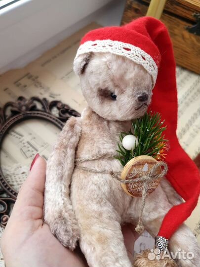 Мишка тедди ручная работа Новогодний подарочек