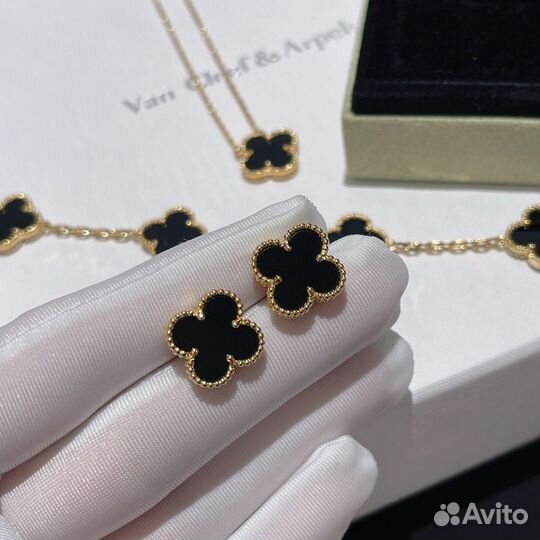 Серьги van cleef цепочка ван клиф браслет