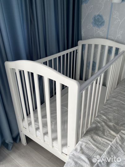 Детская кроватка с матрасом пикколо белая