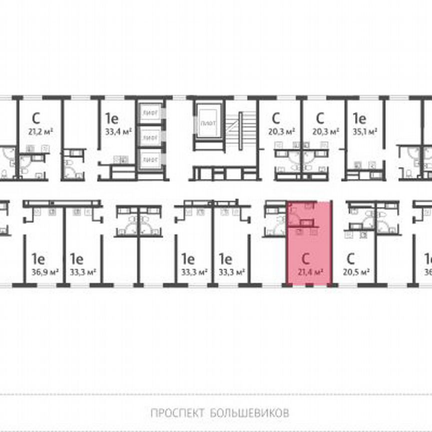 Квартира-студия, 21,4 м², 16/25 эт.