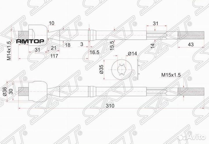 SAT ST-45503-80003 Тяга рулевая toyota noah 2WD 01