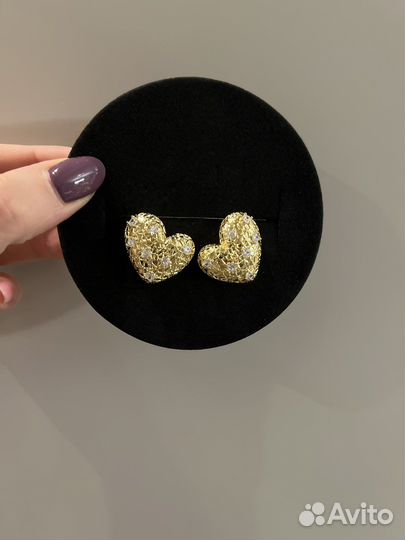 Серьги в стиле chanel сердца