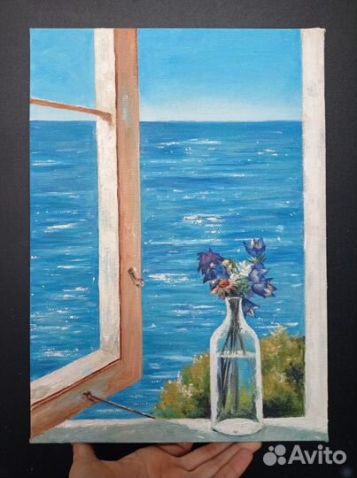 Картина Море Вид из Окна, море и солнце пейзаж