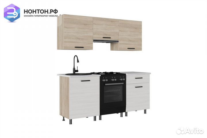 Кухня Глория 1,8м дуб сонома светлый / ясень анкор