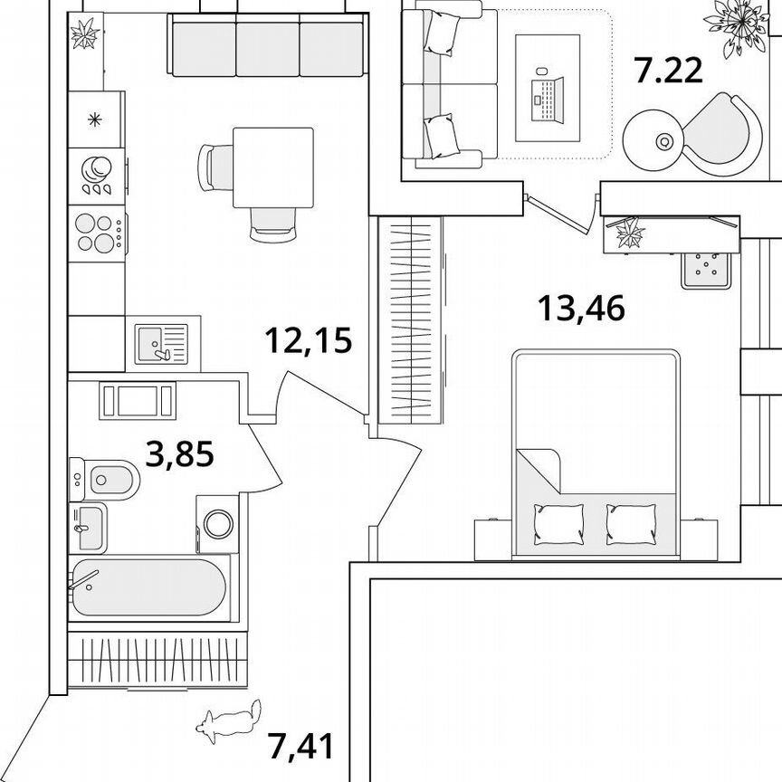 1-к. квартира, 40,5 м², 6/18 эт.